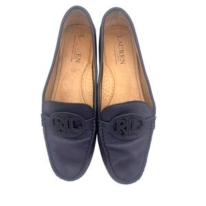 Lauren Ralph Lauren Women's Leather Driver Style Moccasin Flats Navy Blue US 8